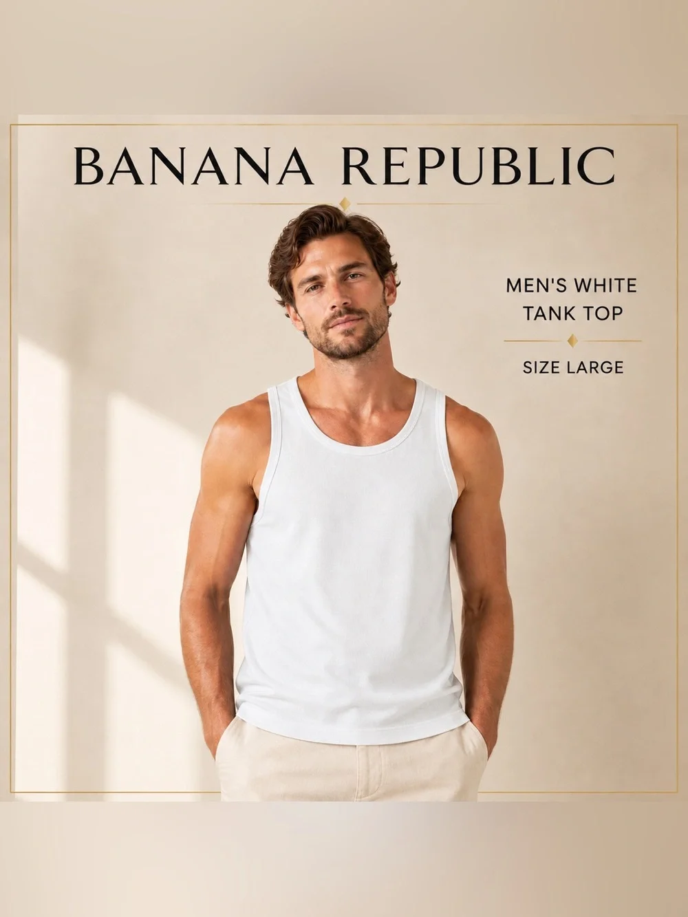 Banana Republic White Men's Tank Top - Large